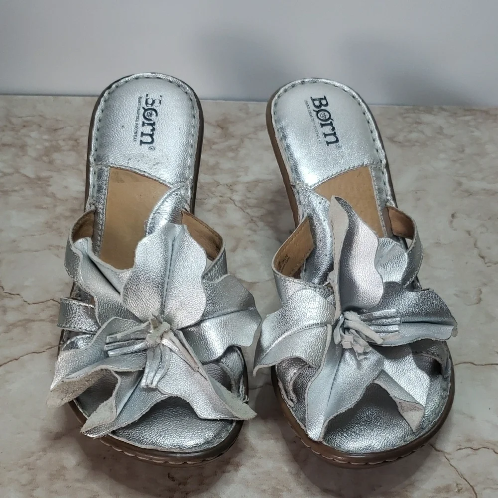 Born Women's Metallic Silver Heels